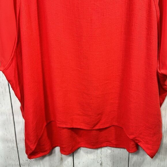 Umgee Linen Blend Boho Dolman Neon Orange High Low Minimalist Top Blouse - Picture 7 of 12